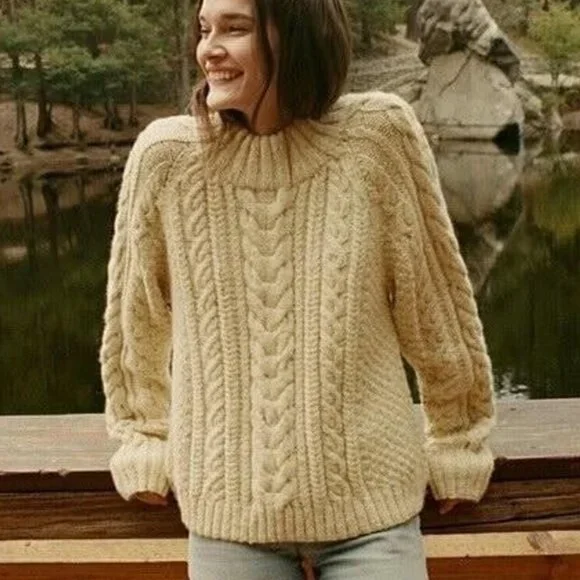 NWT Doen Serena Cable Sweater in Cream - Picture 1 of 8